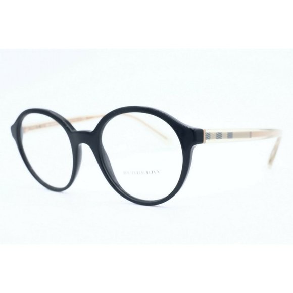 New Burberry B 2254 3001 Round Black Eyeglasses Women's Frames 49mm - Picture 1 of 5